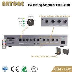 PMS-3180 180w professional 3 Zone Mixer Amplifier with mp3/USB/SD/FM Tuner/Bluetooth